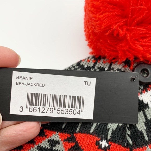 Pull In Red FairIsle Knit Beanie Hat with Pom Pom Size Boy’s OS - Picture 4 of 7